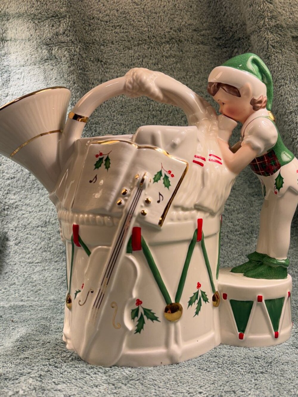 Lenox Holiday French Horn Pitcher Santas Toy Shop Elf Drum NIB 6095145